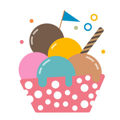 Sweet pastel ice cream isolated on transparent background