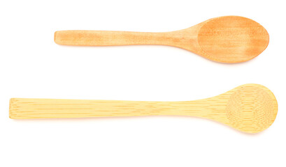 Wooden spoons isolated on white background