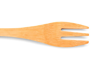 Wooden fork isolated on white background