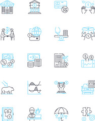 Sales linear icons set. Close, Deal, Pitch, Convert, Prospects, Commission, Conversion line vector and concept signs. Revenue,Target,Prospecting outline illustrations