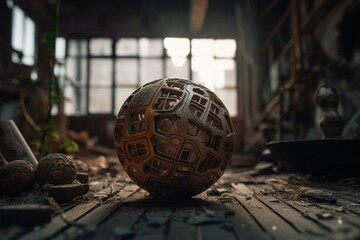 Fototapeta na wymiar Sphere-shaped object used to destroy structures. Generative AI