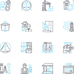 Home for sale linear icons set. Cozy, Spacious, Modern, Charming, Affordable, Elegant, Stylish line vector and concept signs. Bright,Luxurious,Serene outline illustrations