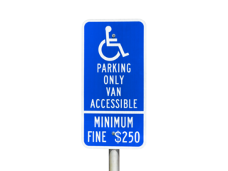 Handicap parking only minimum fine sign with cut out background. 
