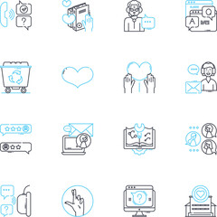 Mental Health linear icons set. Anxiety, Depression, Stress, Self-esteem, Trauma, Bipolar, OCD line vector and concept signs. Schizophrenia,Suicide,Therapy outline illustrations