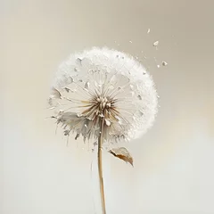 Fotobehang Luxury floral oil painting. Gold dandelion on white background. Generative AI © lermont51