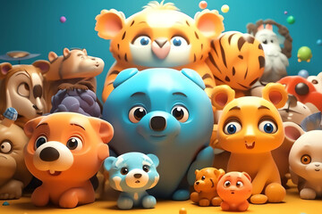 Cute cartoon imagine design 3D Illustration for kids and super funny for Wallpaper and background design. AI Generated
