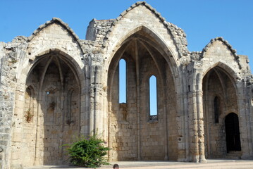 Rhodes, ruine de l'église Sainte Marie du Bourg construite au XVIe siècle