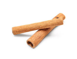 Cinnamon sticks on white background