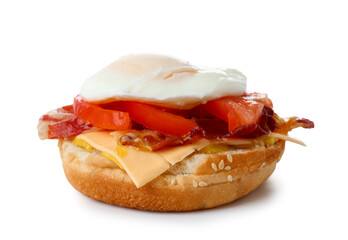 Tasty egg Benedict isolated on white background