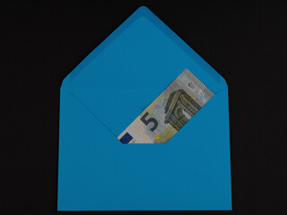 5 euro banknote in envelope