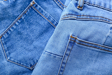 Fototapeta premium Blue jeans as background, closeup