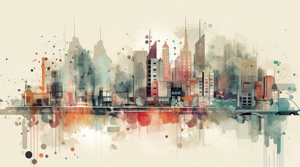 Watercolor cityscape background