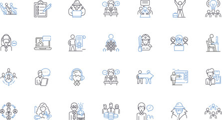 Exercise area line icons collection. Cardio, Strength, Yoga, Pilates, Weights, Treadmill, Elliptical vector and linear illustration. Stationary bike,Powerlifting,Calisthenics outline signs set