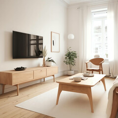 Fototapeta na wymiar Interior Modern and Minimalist Scandinavian Natural Style, Transform Your Living Room with Simple, Elegant Decor