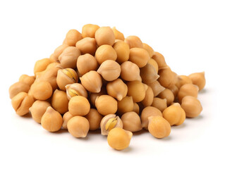 A pile of brown seeds with a green leaf on top.