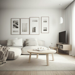 Fototapeta na wymiar Minimalist and modern Interior Living Room Style Transform Your with Simple Elegant Decor. generative ai