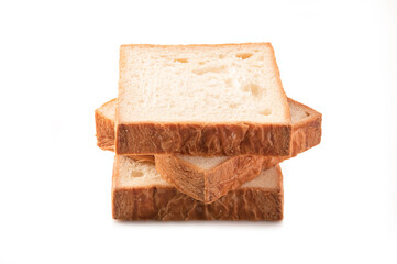 Stack of Slices breads on white background.