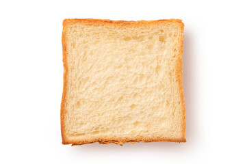 Slice of bread on white background. Top view