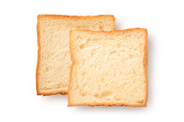 Slices of bread on white background.
