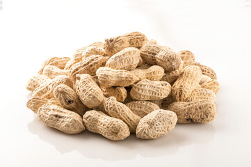 Peanuts on white background