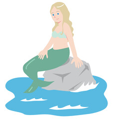 岩の上に座っている人魚のベクトル イラスト