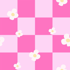 aesthetic checkered pattern with flowers