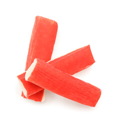 Tasty crab sticks isolated on white background © Pixel-Shot