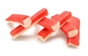 Tasty crab sticks isolated on white background © Pixel-Shot