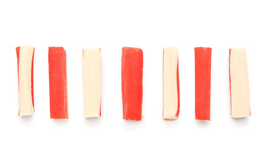 Tasty crab sticks isolated on white background