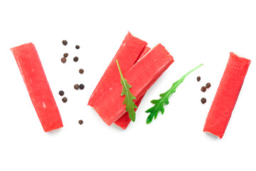Tasty crab sticks isolated on white background © Pixel-Shot