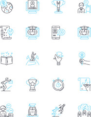 Cyber Class linear icons set. E-learning, Distance Learning, Virtual Classroom, Online Learning, Web-based Learning, Zoom, Google Meet line vector and concept signs. Skype,Microsoft Teams,Remote