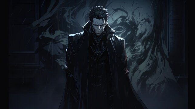 man lurks in the shadows, digital art illustration, Generative AI