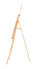 Wooden easel with board isolated on white. Artist's equipment