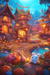 Artistic Enchantment: A Creative and Colorful Enchanted Village - Generative AI
