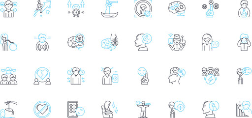 Obraz premium Social science linear icons set. Anthropology, Sociology, Psychology, Economics, Political science, History, Geography line vector and concept signs. Demography,Anthropometry,Ethnography outline