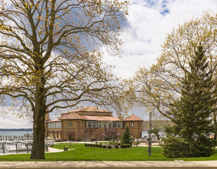 Early spring trees at the Riviera docks in Lake Geneva, Wisconsin.