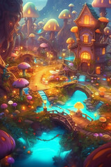 Contemporary Charm: Playful Characters and Cinematic Lighting in a Mushroomcore Setting - Generative AI
