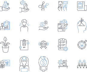 Asset Allocation line icons collection. Diversification, Risk, Allocation, Investment, Portfolio, Strategy, Stocks vector and linear illustration. Bonds,Cash,Risk-adjusted outline signs set