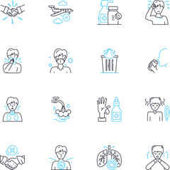 Cybersecurity solution linear icons set. Firewall, Encryption, Antivirus, Phishing, Malware, Vulnerability, Intrusion line vector and concept signs. Authentication,Cyberattack,Defense outline