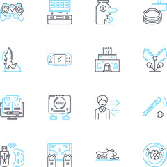 Physical activity linear icons set. Exercise, Fitness, Movement, Health, Strength, Endurance, Agility line vector and concept signs. Flexibility,Cardio,Sports outline illustrations