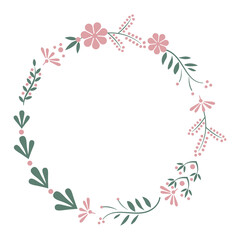 Fototapeta na wymiar Floral wreath frame in pastel colours