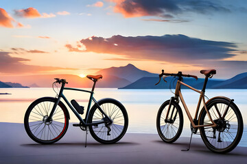 Fototapeta premium bike on the beach