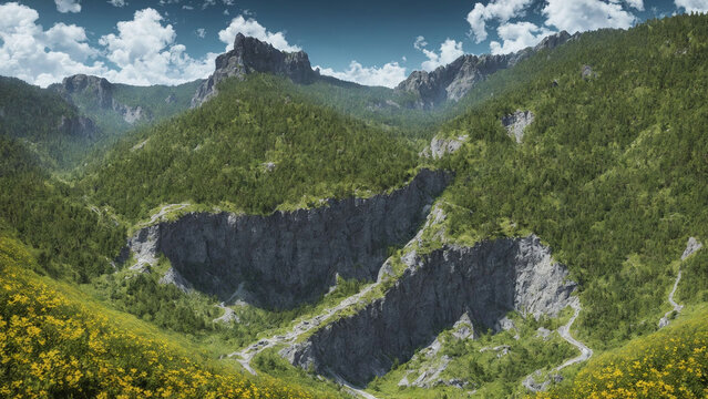 landscape in the mountains, created with ai