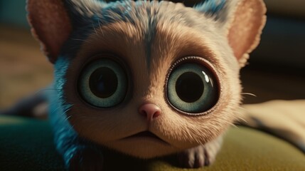 Obraz premium Sweet creature cat with round bright eyes. AI generated