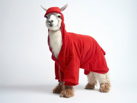 Llama in a red pyjama generated with Generative AI technology