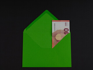 10 euro banknote in envelope