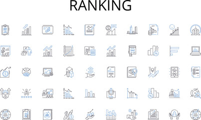 Ranking line icons collection. usiness strategy, Sales, Marketing, Revenue, Growth, Expansion, E-commerce vector and linear illustration. Inventory, Pricing, Promotion outline signs set