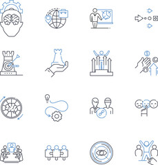 Establishment growth line icons collection. Expansion, Scaling, Development, Progression, Advancement, Growth, Flourishing vector and linear illustration. Prosperity,Thriving,Evolution outline signs