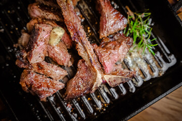 Delicious ribs, meat lunch, traditional cook