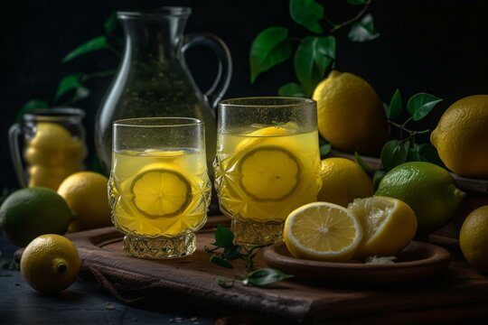Chilled and revitalizing lemon Indian drink. Generative AI